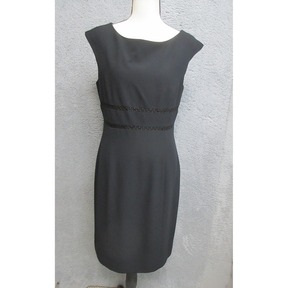 David Warren Dress Womens 6 Black Sleeveless Crochet‎ Sheath Little Black Dress
